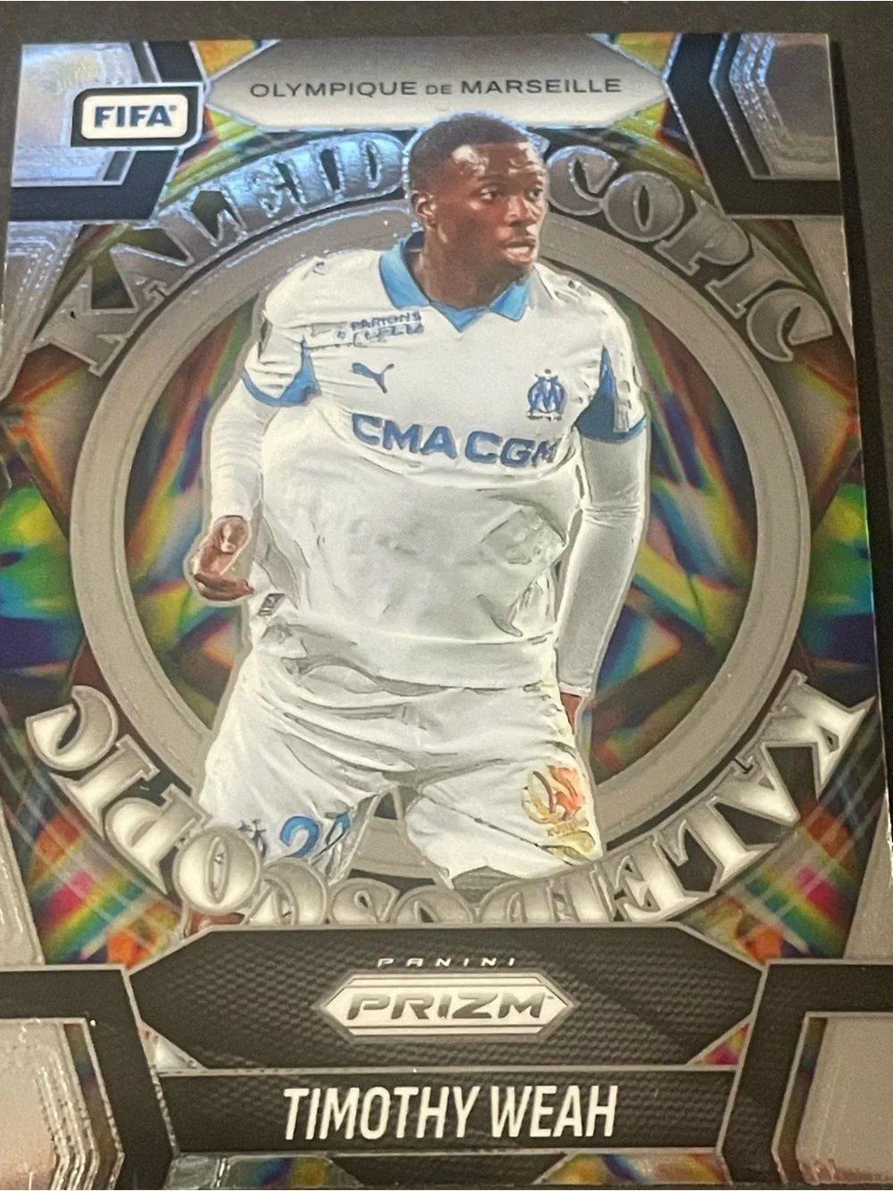 Panini 2023-24 Prizm FIFA Soccer Kaleidoscopic Timothy Weah #18 Marseille Insert